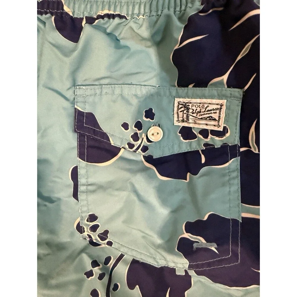 Polo Ralph Lauren Swim Shorts Mens Teal/Navy Drawstring 2X Beach Summer Trend